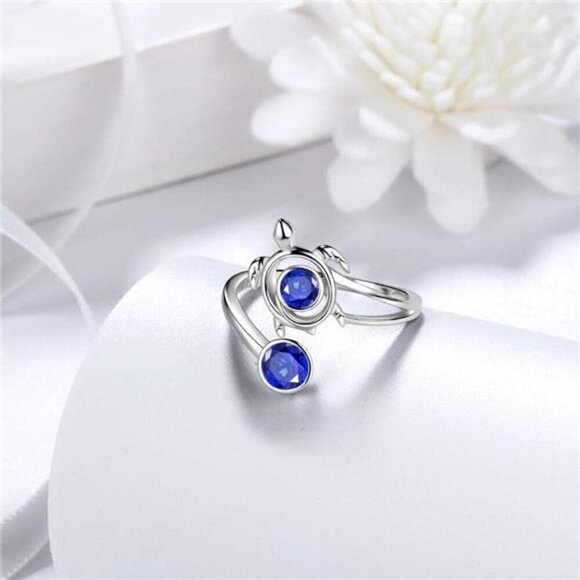 Adjustable Turtle Spiral Ring Aurora Tears Celtic Spiral 925 Sterling Silver - Picture 3 of 8